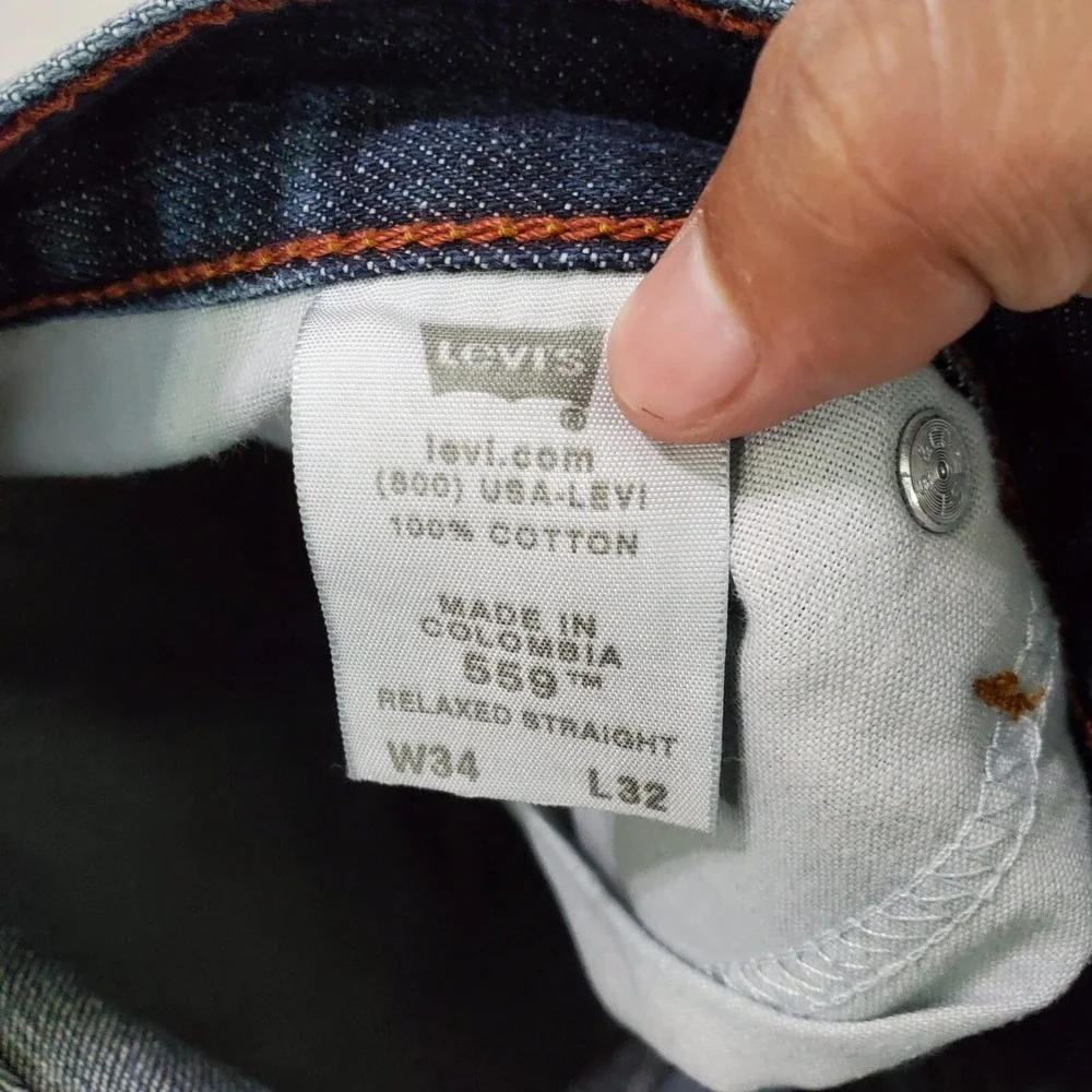 Levi's 559 Men Jeans 34x32 Blue Denim Relaxed Straight Mid‎ Rise Pockets Casual